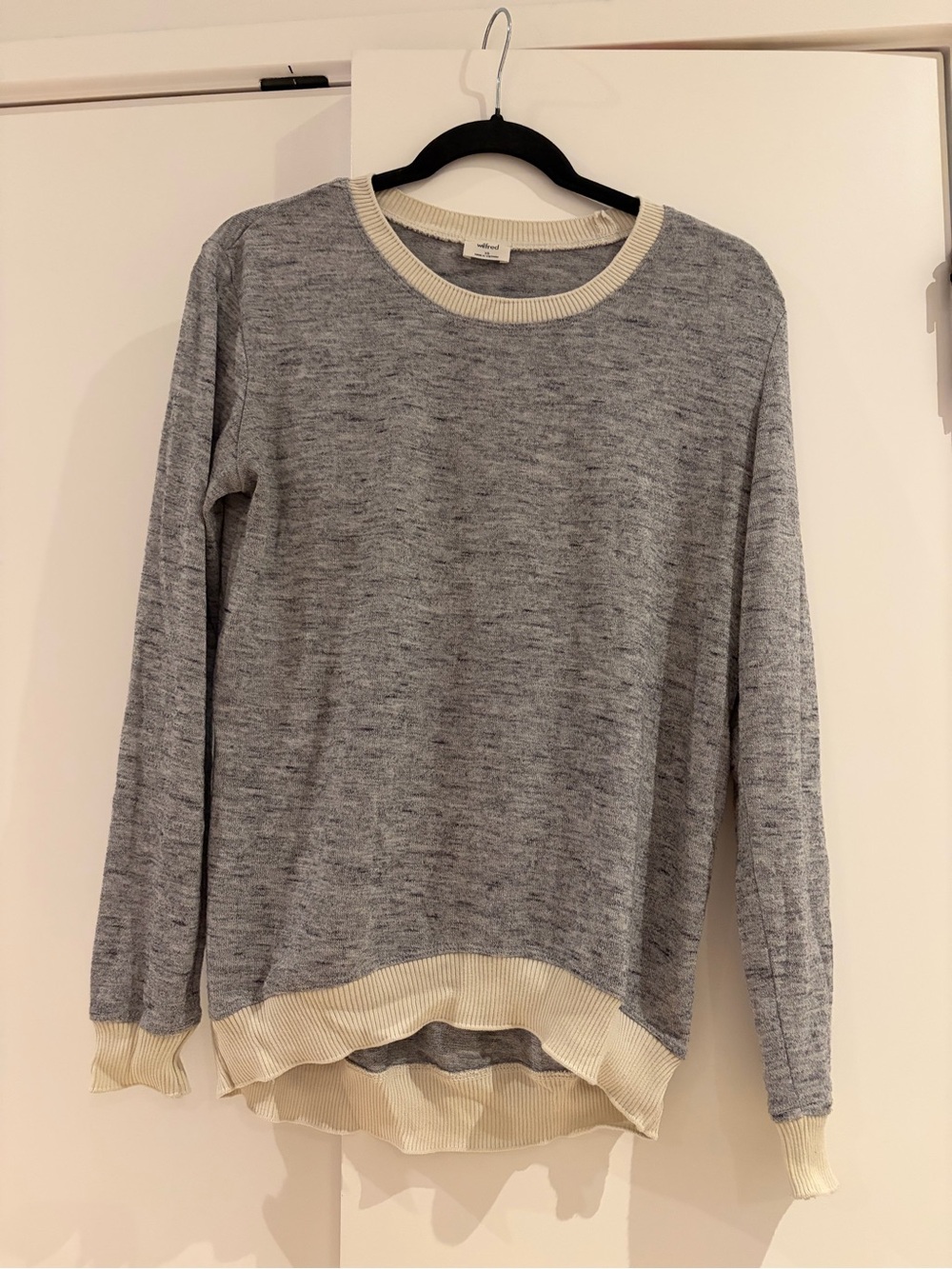 Wilfred Grey & Cream Women's Crewneck Sweater Top